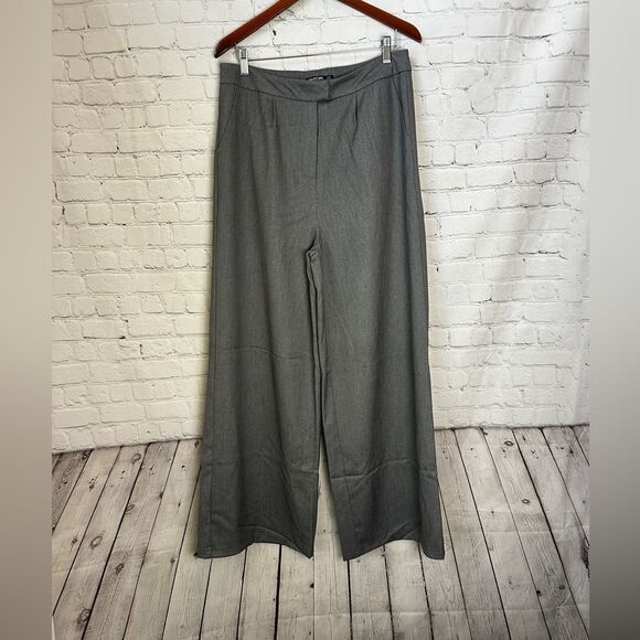 Nasty Gal Charcoal Women’s Dress Pants Wide Leg Size 10 - Picture 1 of 6